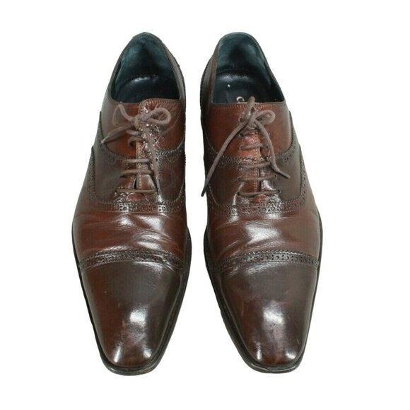Cabani Brown Leather Lace Up Cap Toe Oxford Dress Shoes Size Eu 44 US 10.5 - Picture 4 of 9